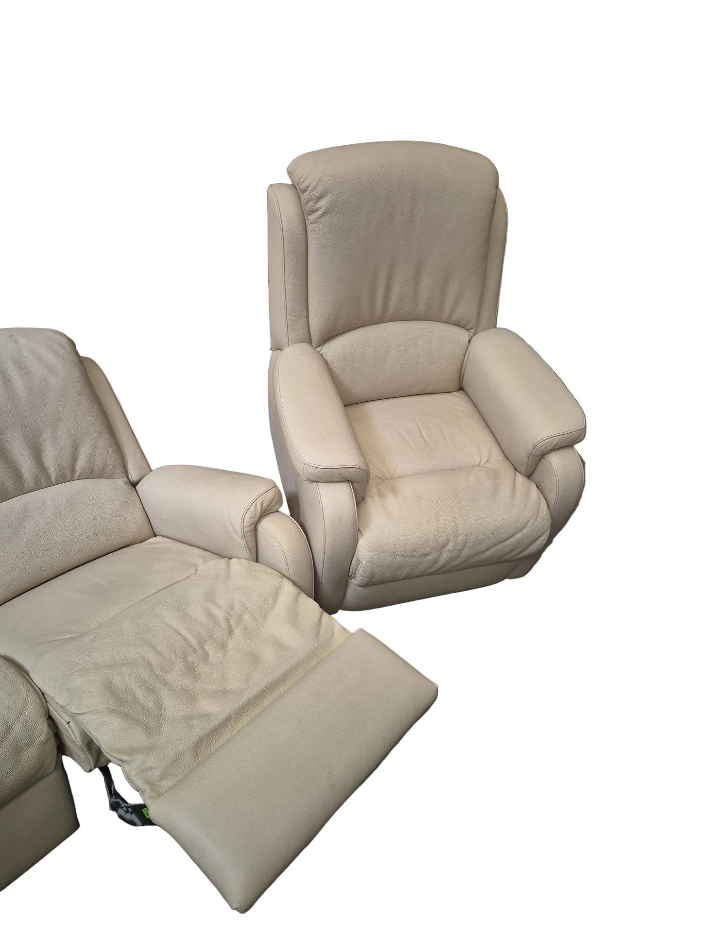 Salon leder gebroken wit/ salon cuir blanc cassé - 3+1+1