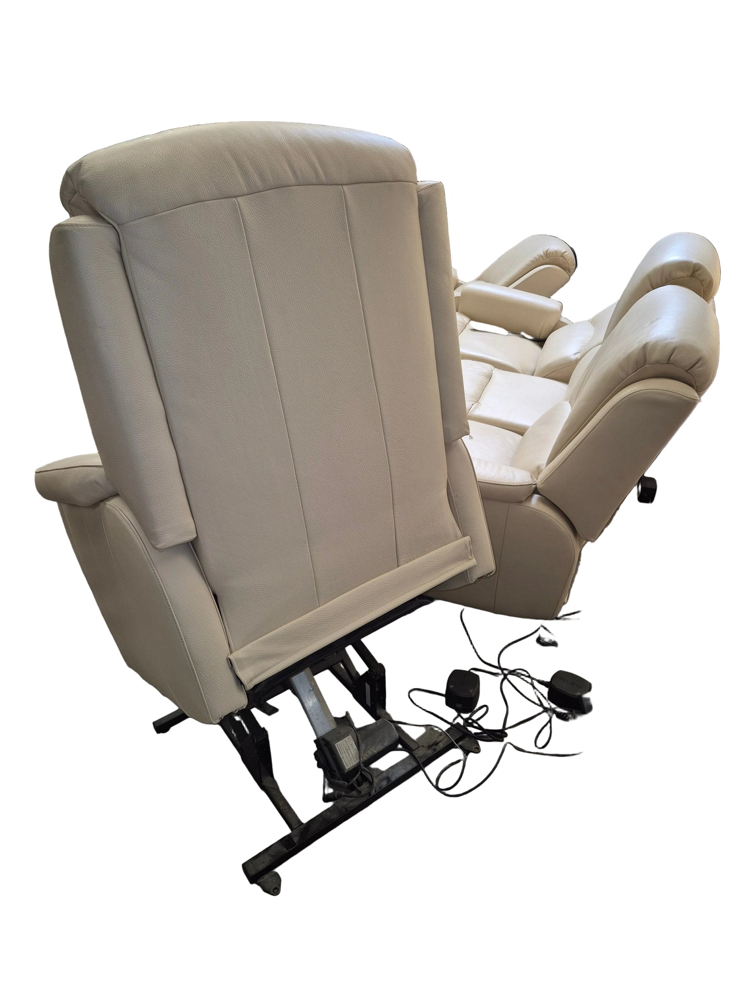 Salon leder gebroken wit/ salon cuir blanc cassé - 3+1+1