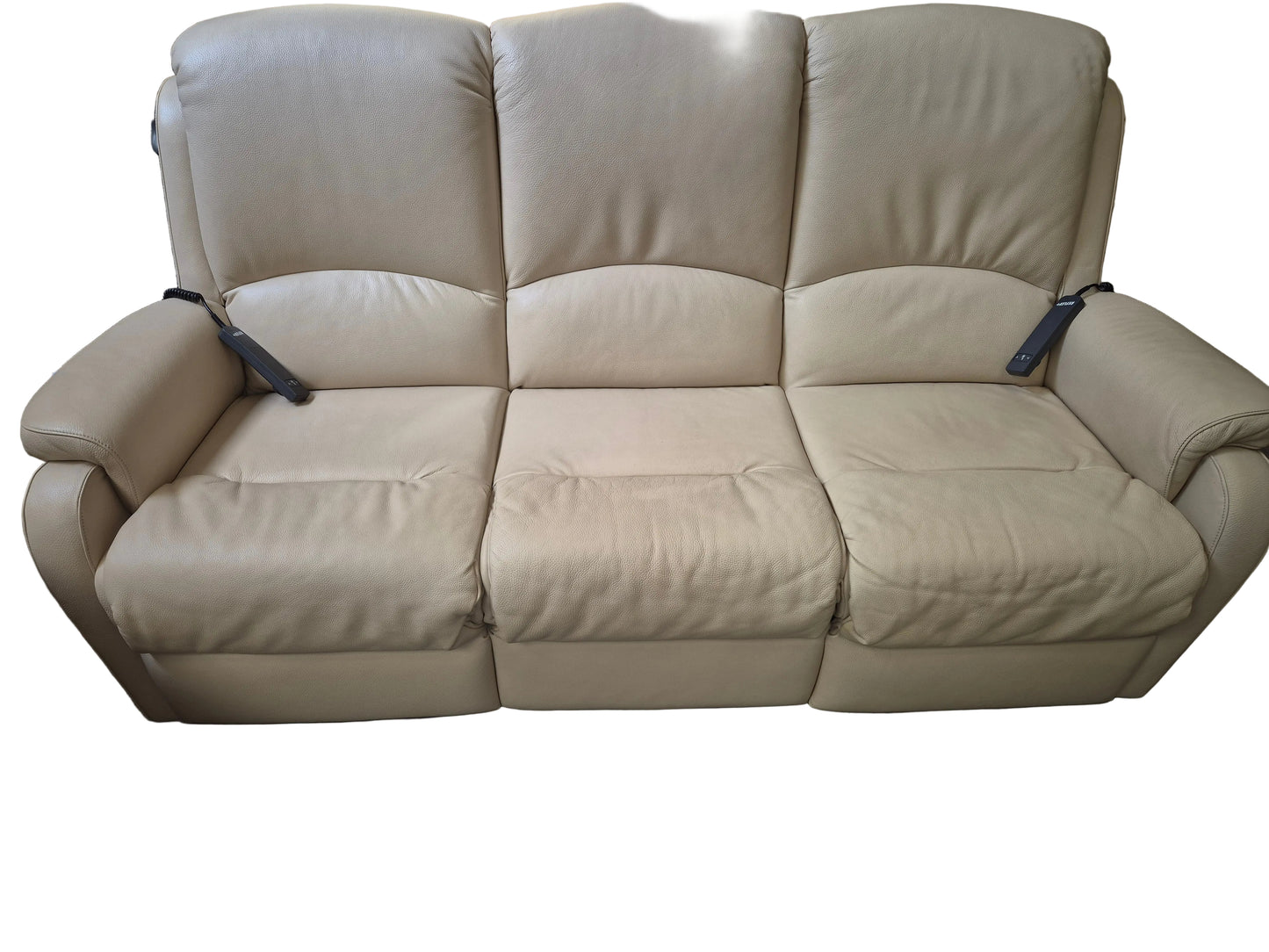 Salon leder gebroken wit/ salon cuir blanc cassé - 3+1+1