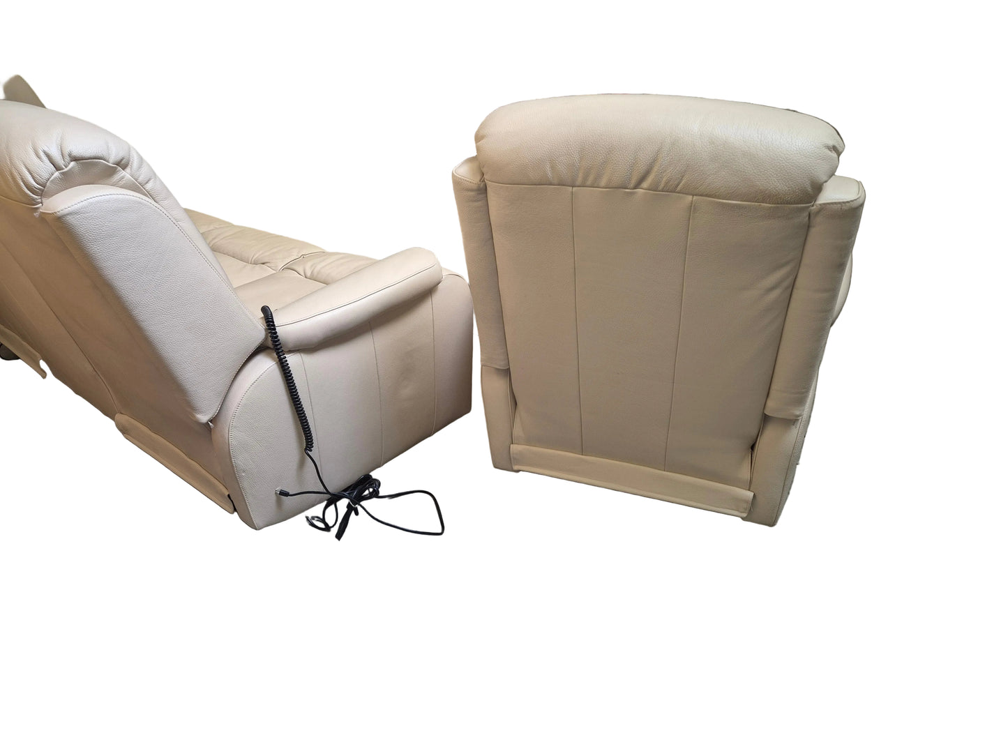 Salon leder gebroken wit/ salon cuir blanc cassé - 3+1+1