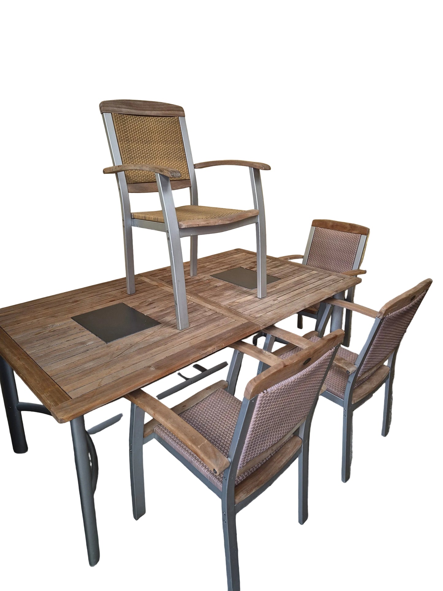 Tuintafel en 4 stoelen, table jardin et 4 chaises