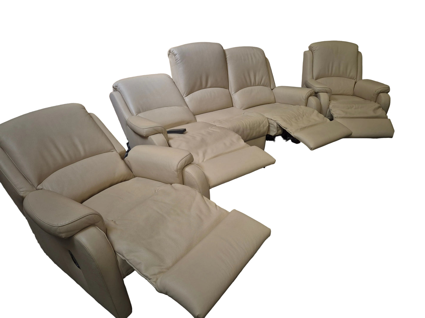 Salon leder gebroken wit/ salon cuir blanc cassé - 3+1+1